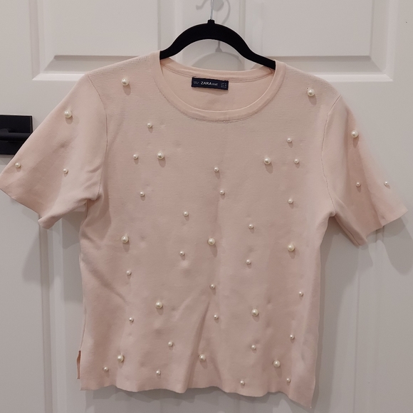 Zara Knit Pearl Studded Top - Picture 4 of 4